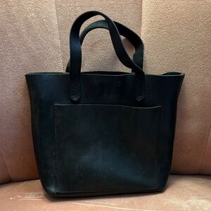 Madewell black leather mini tote (with crossbody strap)